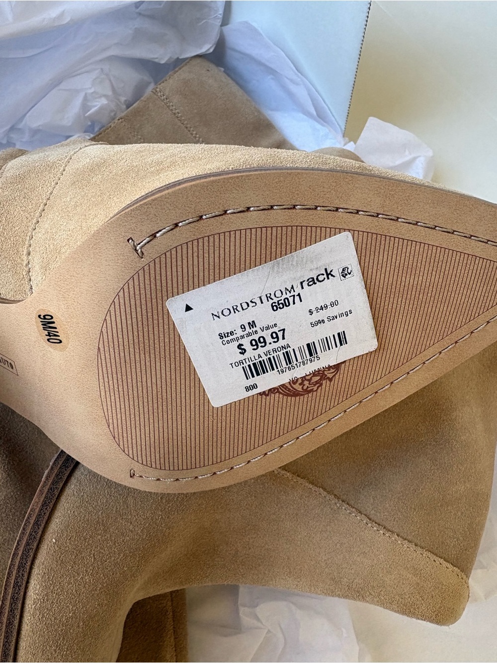 Vince Camuto Nordstrom Tan Suede Mid-Calf Block Heel Boots size 9M - Picture 7 of 7